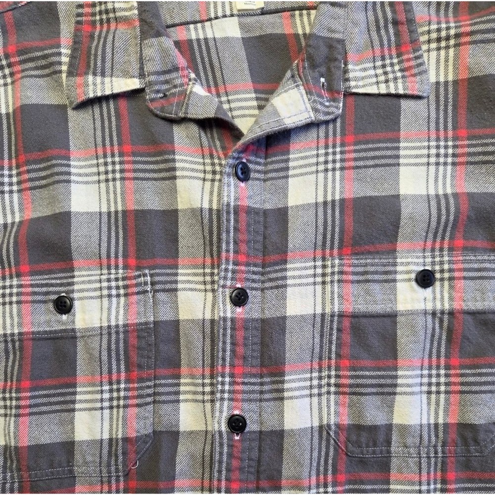 J. Crew Mens Tailored Fit Flannel Shirt XL Grey Plaid Long Sleeve Button Down - Picture 4 of 5
